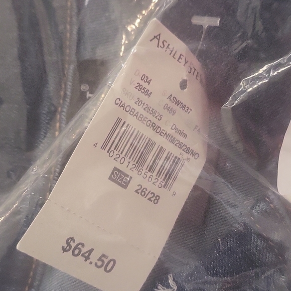 Ashley Stewart Blue Denim Grafitti Style Denim Jacket Size: 26/28 (NWT) - Picture 15 of 16